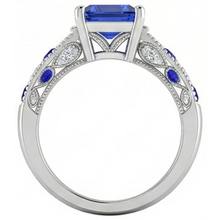 Vintage style Emerald Cut Ceylon Sapphire Natural Earth Mined Diamond Ring 11.50 Carats