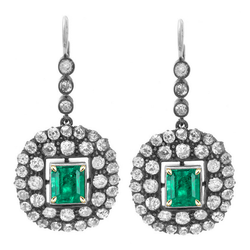 Colombian Emerald Vintage Gemstone Earring 2 ct in 14K