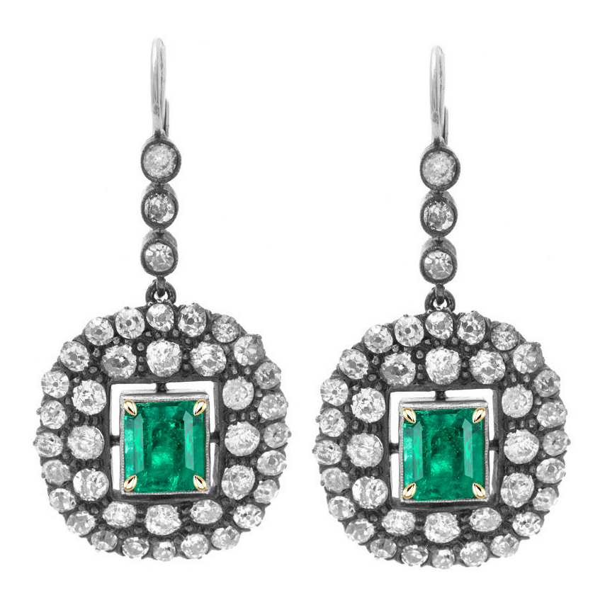 Refined Colombian Emerald Gemstone Earring 2 ct – main view