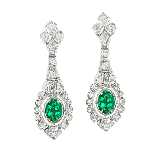 Fine Emerald Gemstone Earring 1.50-ct Two-Tone 14K Gold – main view
