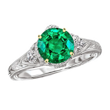 Round Brilliant Fine Emerald ring in 14K Two Tone Gold – main view