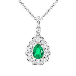Two-Tone 14K Gold Vintage Fine Emerald Gemstone Pendant 1 ct