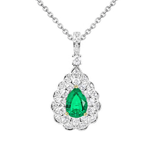 Pear Shape Fine Emerald ring in Two-Tone 14K Gold – main view