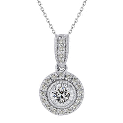 Vintage Fine Diamond Pendant Necklace 2 ct – 14 Karat White Gold