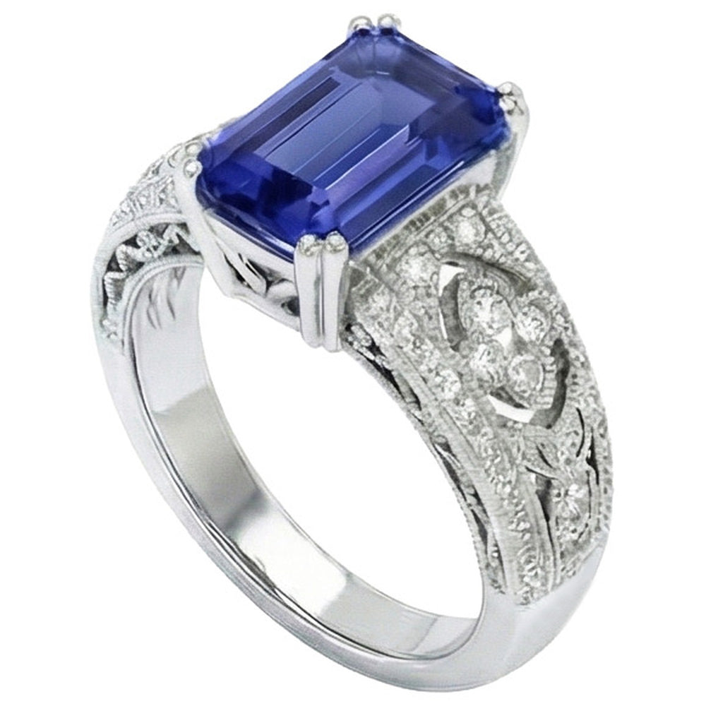 Vintage Style Emerald Blue Sapphire & Natural Earth Mined Diamond Ladies Ring 9.75 Carats
