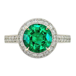 Luxury Vintage Emerald Precious Stone Ring – 2.50 ct Two-Tone