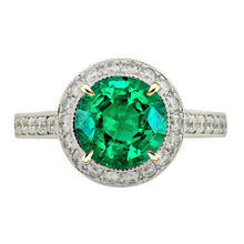 Precious Stone Ring Two-Tone 14K Gold with Emerald – main view