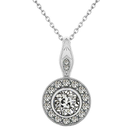 Earth-Mined Fine Diamond Halo 2 ct 14K White Gold – main view