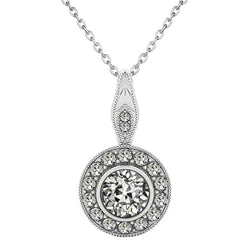 14K White Gold Vintage Fine Diamond Halo 2 ct