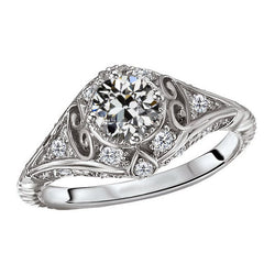 Real Old Mine Cut Diamond Proposal Ring – 3 ct in 14K White Gold