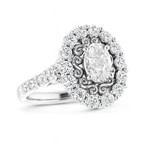 Vintage Style Halo Ring Oval Old Cut Real Natural Earth Mined Diamond Prong Set 6.25 Carats