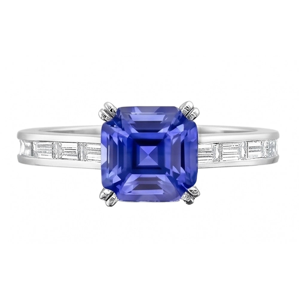 Vivid Royal Blue Sapphire And Natural Earth Mined Diamond Ring