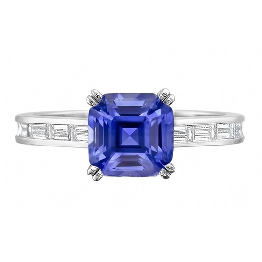Vivid Royal Blue Sapphire And Natural Earth Mined Diamond Ring
