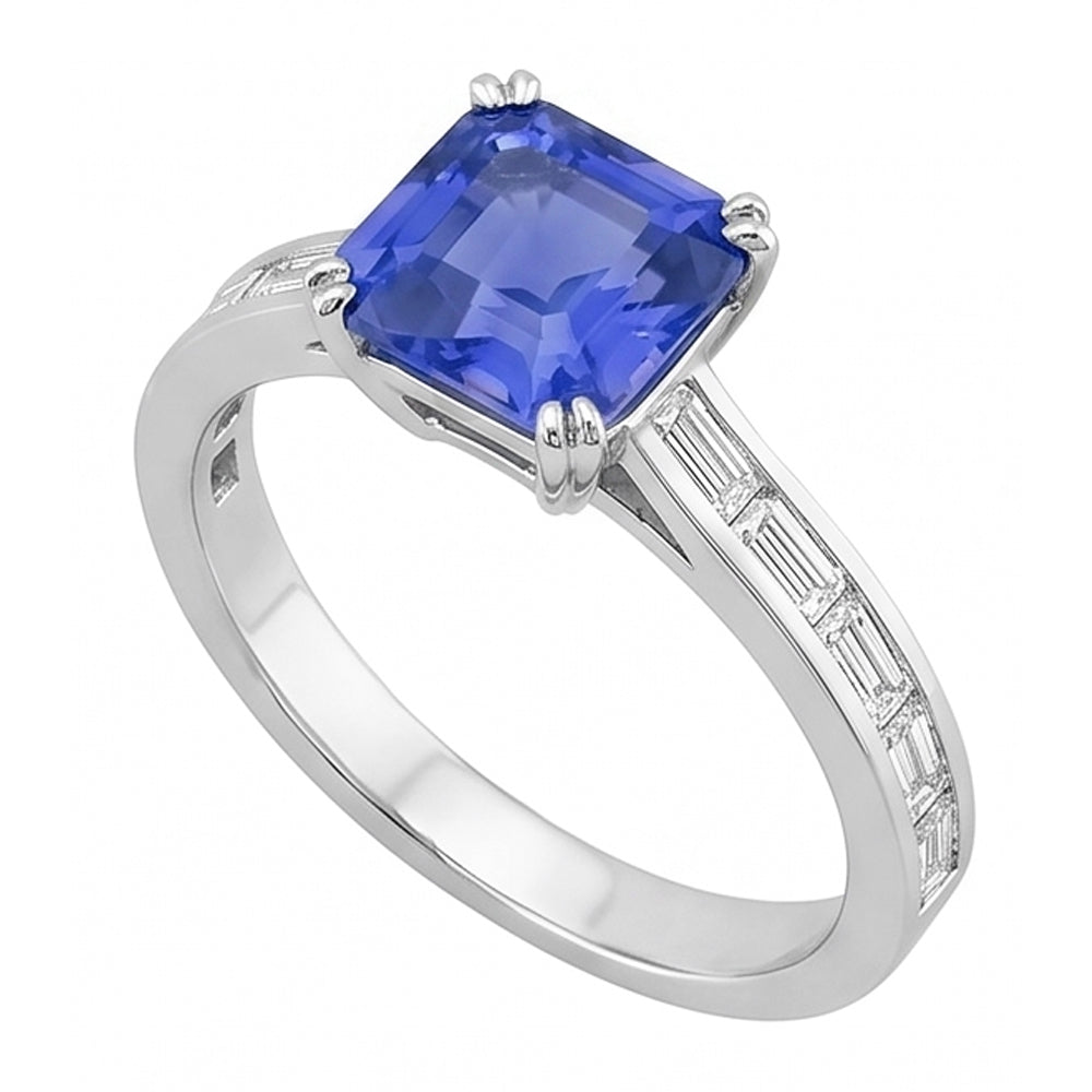 Vivid Royal Blue Sapphire And Natural Earth Mined Diamond Ring