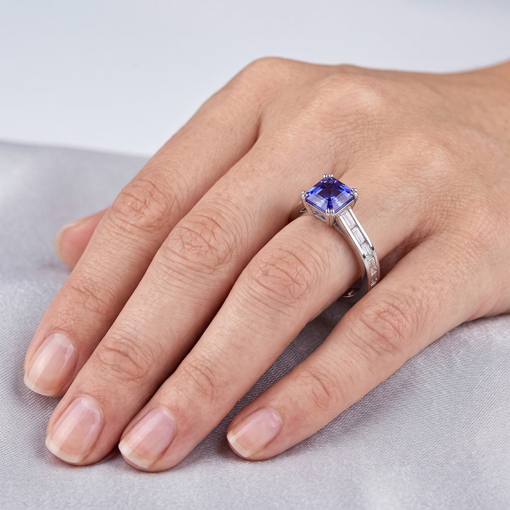 Vivid Royal Blue Sapphire And Natural Earth Mined Diamond Ring
