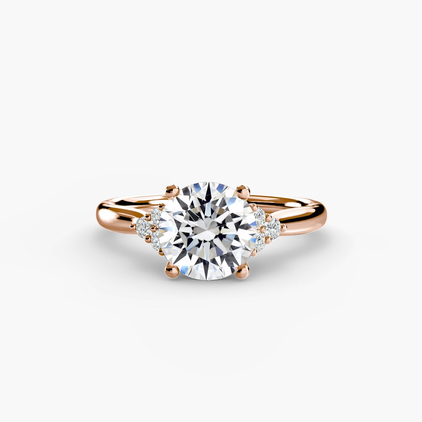 Round Cut Gemstone ring in Gold – angle view