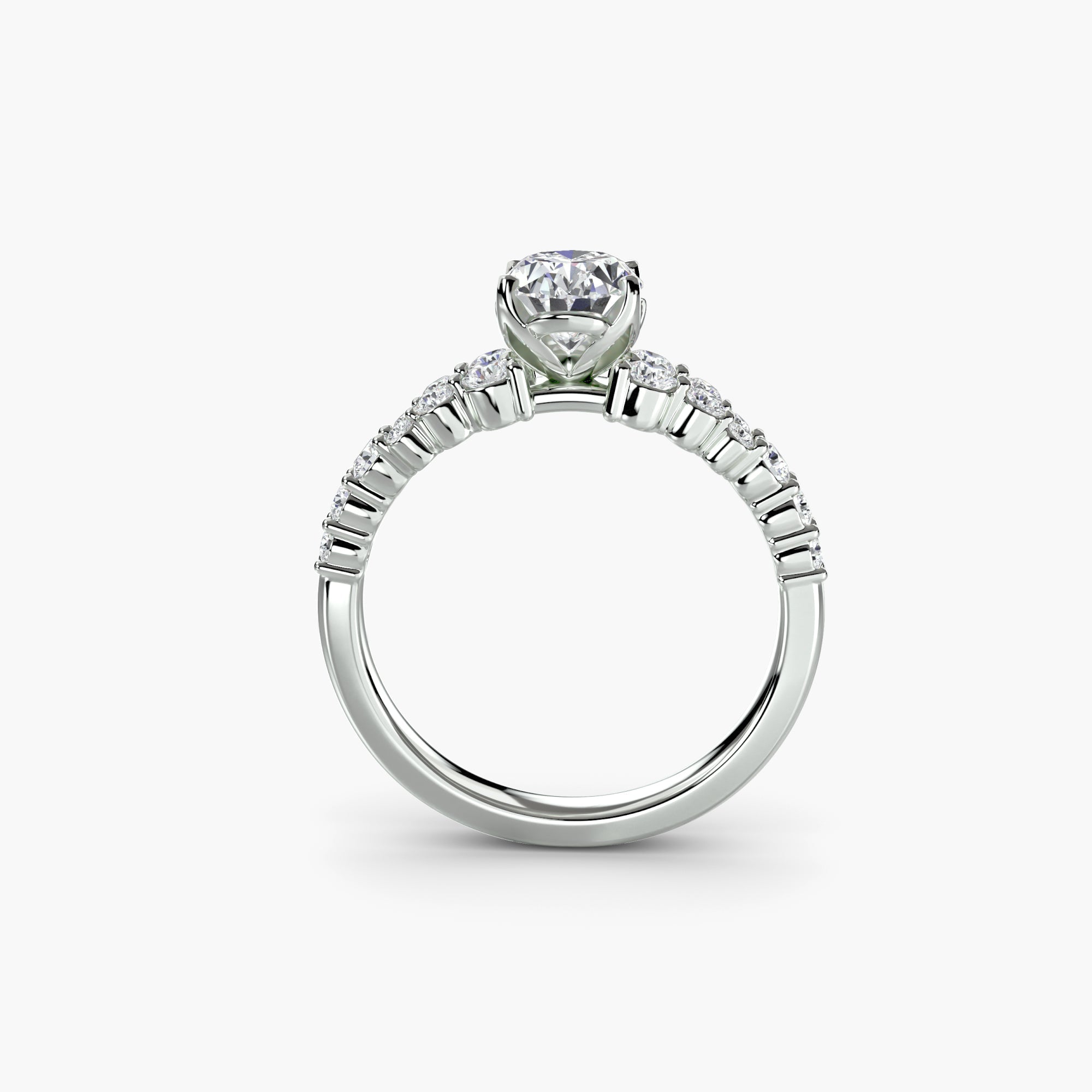 Round Cut Gemstone ring in Gold – front view