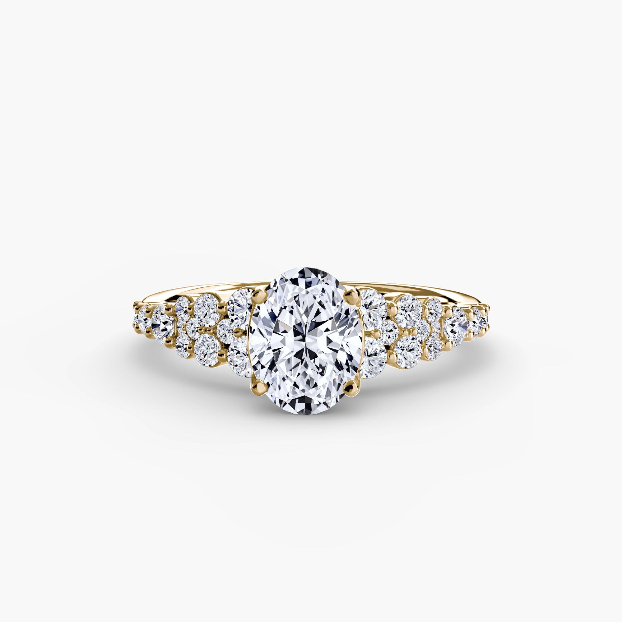 Round Cut Gemstone ring in Gold – side view