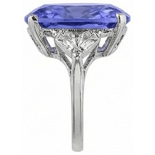 WG 14K AAA Cushion Tanzanite & Trillion Natural Earth Mined Diamonds 6.30 Ct. 3 Stone Ring