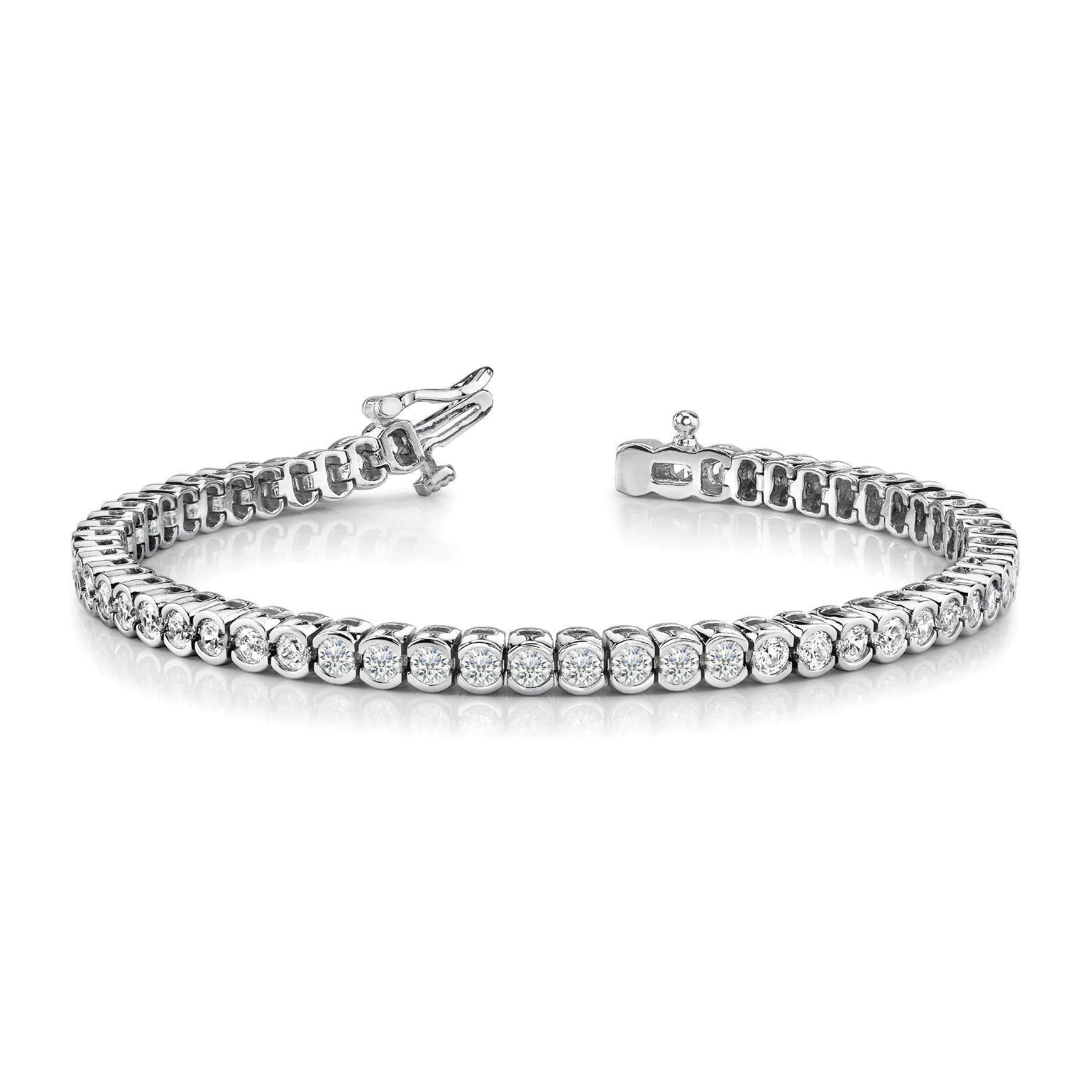 WG 14K Sparkling Half Bezel Set 4.50 Carats Natural Diamonds Tennis Bracelet