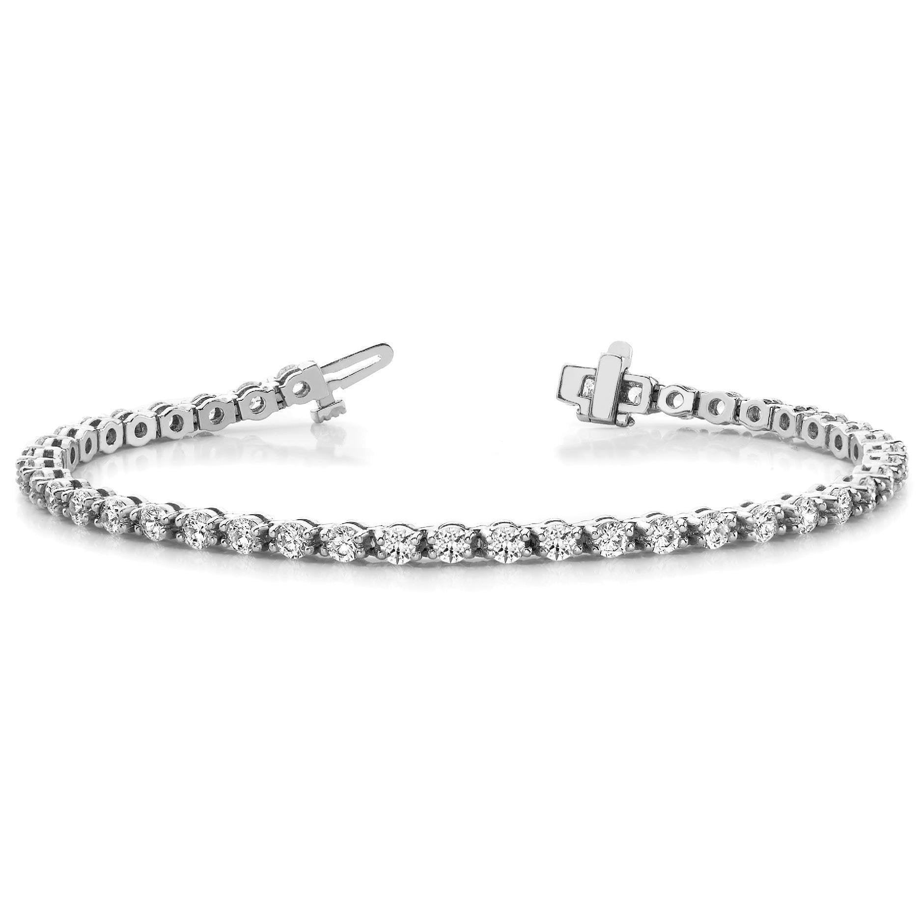 WG 14K Sparkling Prong Set 4.75 Carats Genuine Diamonds Tennis Bracelet