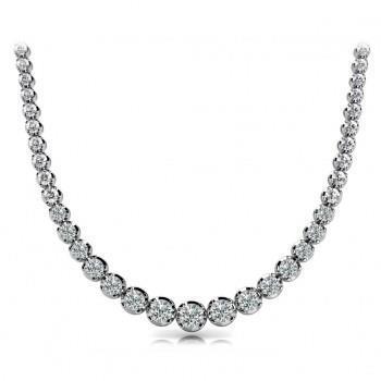 WG 14K Sparkling Round Brilliant Cut Real 22 Carats Diamonds Necklace