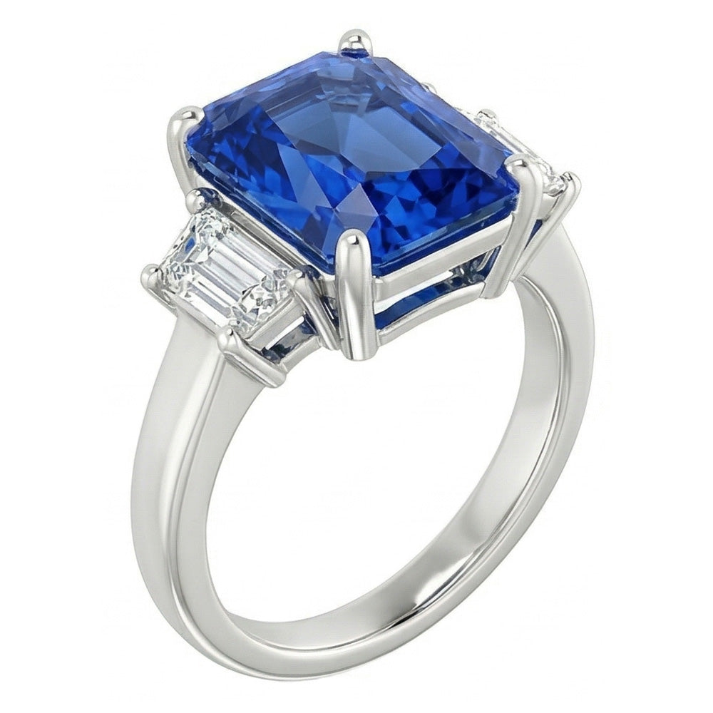 natural radiant sapphire 1.75ct ring front view