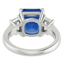 natural radiant sapphire 1.75ct ring profile view