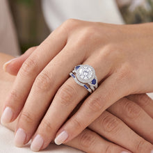 Wedding Band Set Real Natural Earth Mined Diamond Blue Sapphire 5 Carats Women Jewellery