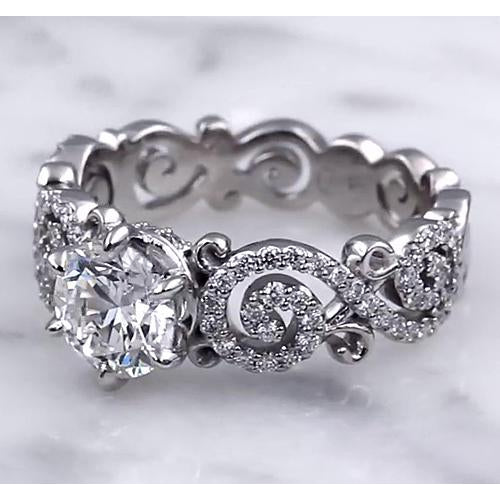 Wedding Band Style Ring 3.50 Carats Round Natural Diamonds 6 Prong Setting