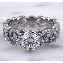 Wedding Band Style Ring 3.50 Carats Round Natural Diamonds 6 Prong Setting
