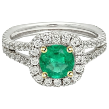 Fine Emerald Precious Stone Ring 2-ct 14K Two Tone Gold – profile view