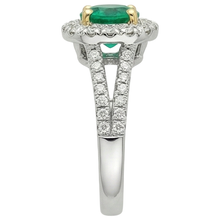 Fine Emerald Precious Stone Ring 2-ct 14K Two Tone Gold – top view