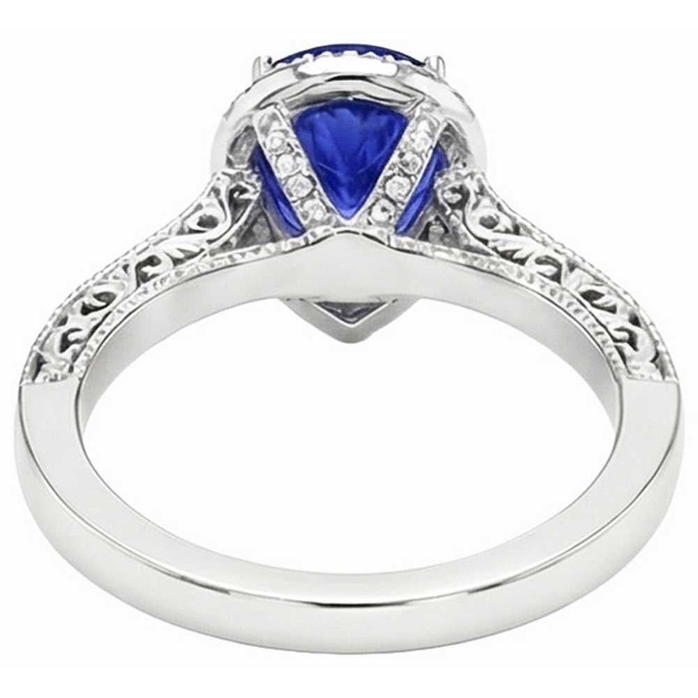 natural round sapphire 3ct ring side angle