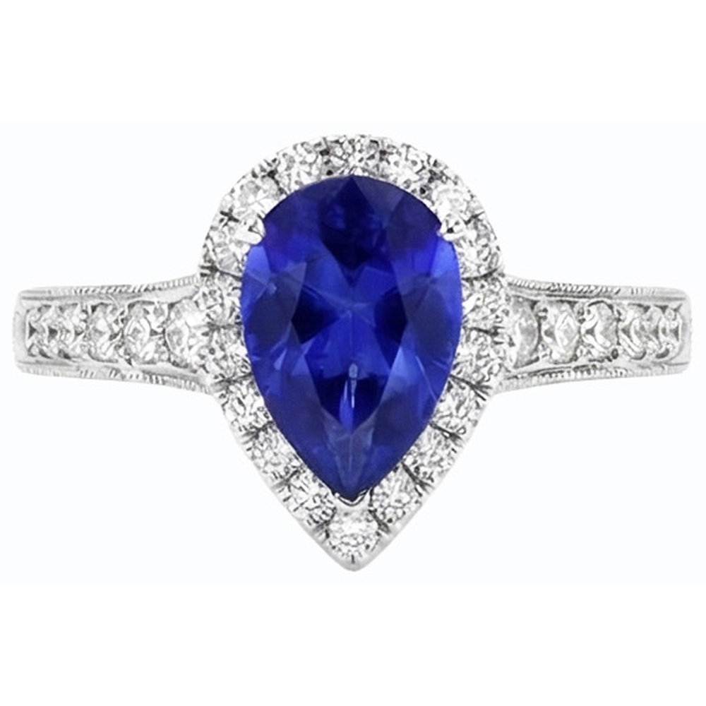 natural round sapphire 3ct ring profile view