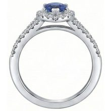 natural round sapphire 2.50ct ring on white background