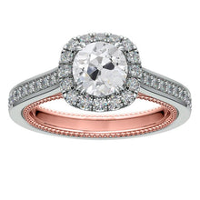 Wedding Halo Ring Round Old Mine Cut Genuine Diamonds 3.75 Carats Gold Jewelry