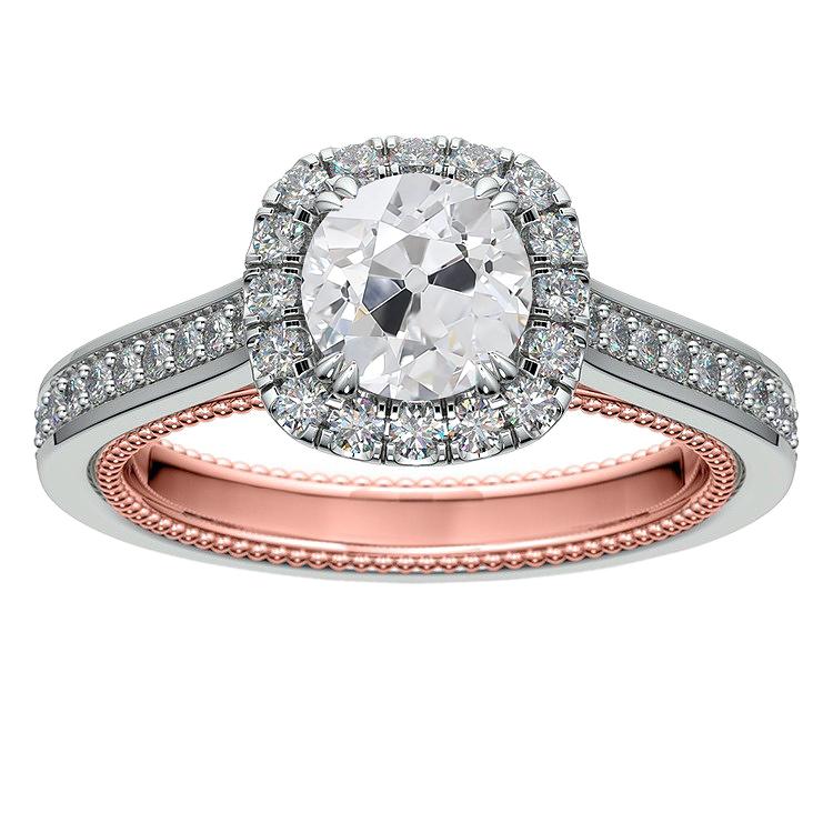 Wedding Halo Ring Round Old Mine Cut Genuine Diamonds 3.75 Carats Gold Jewelry