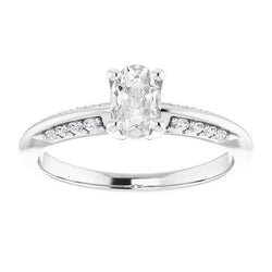 Wedding Oval Old Mine Cut Real Diamond Ring Prong Set Jewelry 3.65 Carats