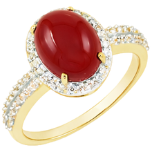Wedding Ring 10.25 Ct Oval Coral And Round Natural Earth Mined Diamonds Gold Yellow 14K