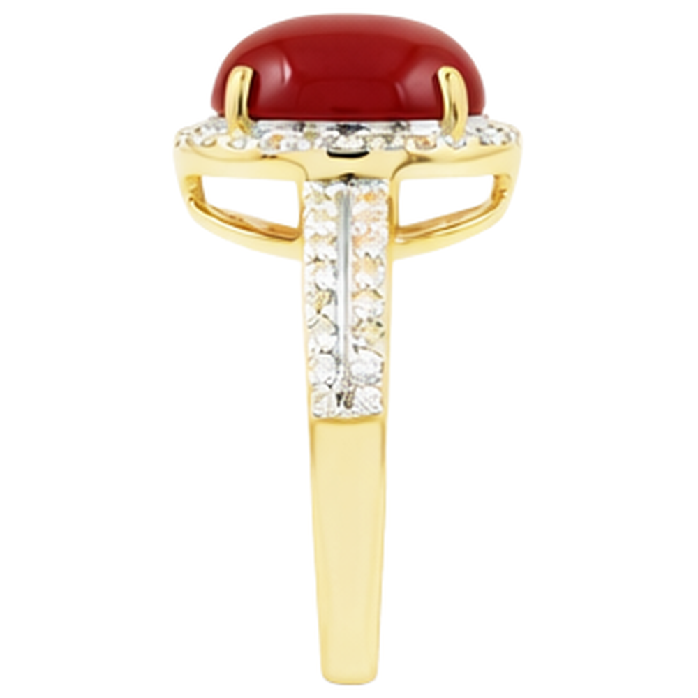 Wedding Ring 10.25 Ct Oval Coral And Round Natural Earth Mined Diamonds Gold Yellow 14K
