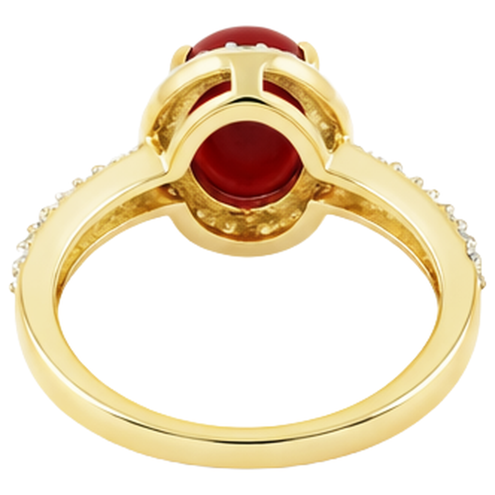 Wedding Ring 10.25 Ct Oval Coral And Round Natural Earth Mined Diamonds Gold Yellow 14K