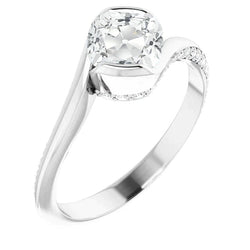 Wedding Ring Cushion Old Mine Cut Genuine Diamond Tension Style 4 Carats