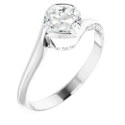 Wedding Ring Cushion Old Mine Cut Genuine Natural Earth Mined Diamond Tension Style 4 Carats