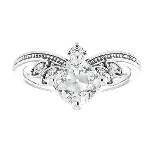 Wedding Ring Enhancer Cushion Old Cut Real Diamond Beaded Style 5.75 Carats