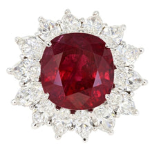 Wedding Ring Garnet With Natural Earth Mined Diamonds 13 Ct White Gold 14K