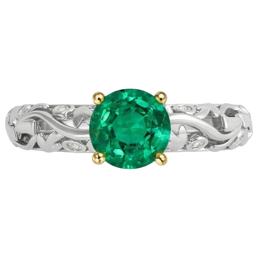 Refined Fine Emerald Colored Stone Ring 2 ct – angle view