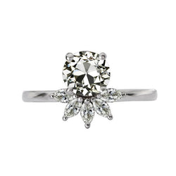 Wedding Ring Marquise & Round Old Cut Natural Earth Mined Diamond 4.50 Carats