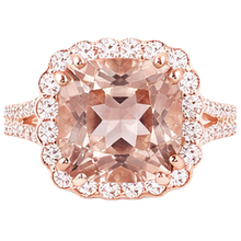 Wedding Ring Morganite And Natural Earth Mined Diamonds 15.75 Ct 14K Rose Gold