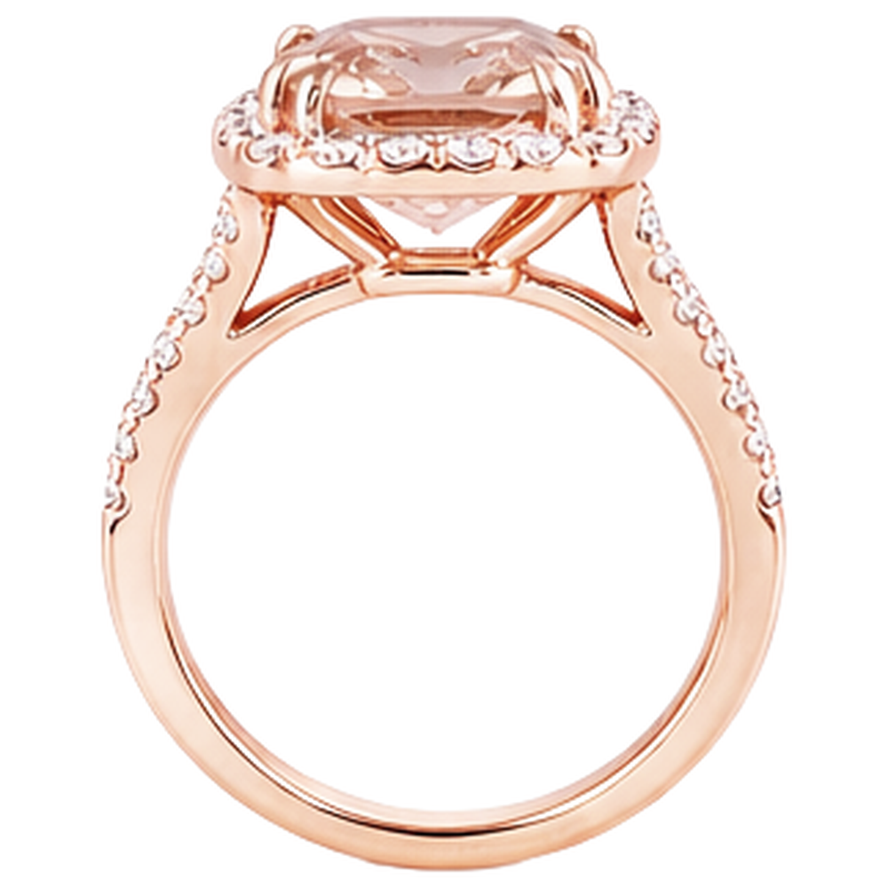 Wedding Ring Morganite And Natural Earth Mined Diamonds 15.75 Ct 14K Rose Gold